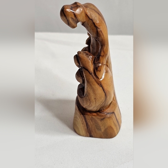 Holy Family MCM Abstract Olive Wood Nativity 3.5"×2"  Hand Carved Religious - Picture 2 of 8